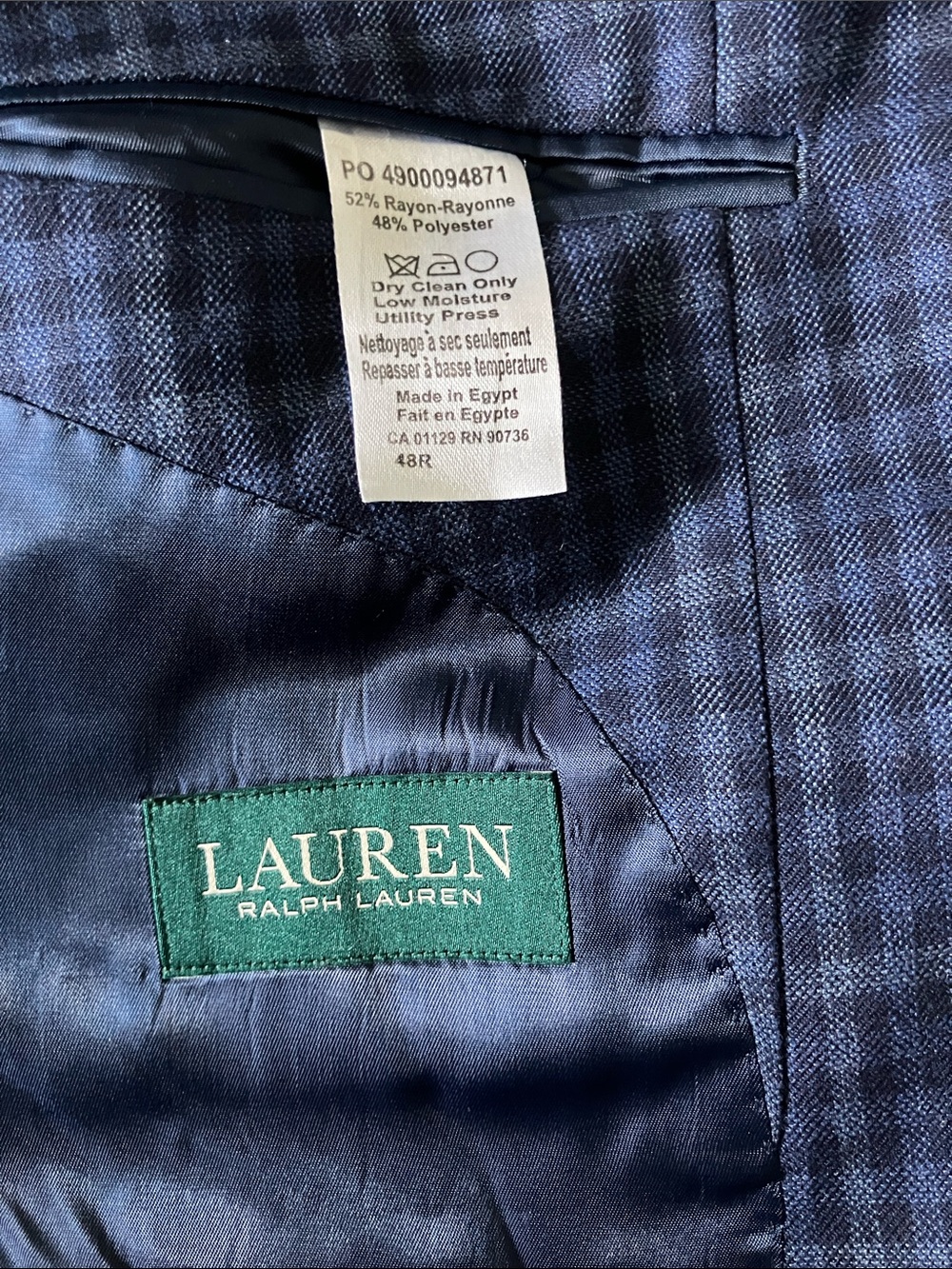 Lauren Ralph Lauren Navy Plaid Sport Coat Blazer